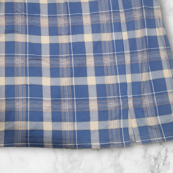 Nwot Just Polly Plaid Mini Skirt With Front Slit Elastic Waist #123 - Picture 2 of 3